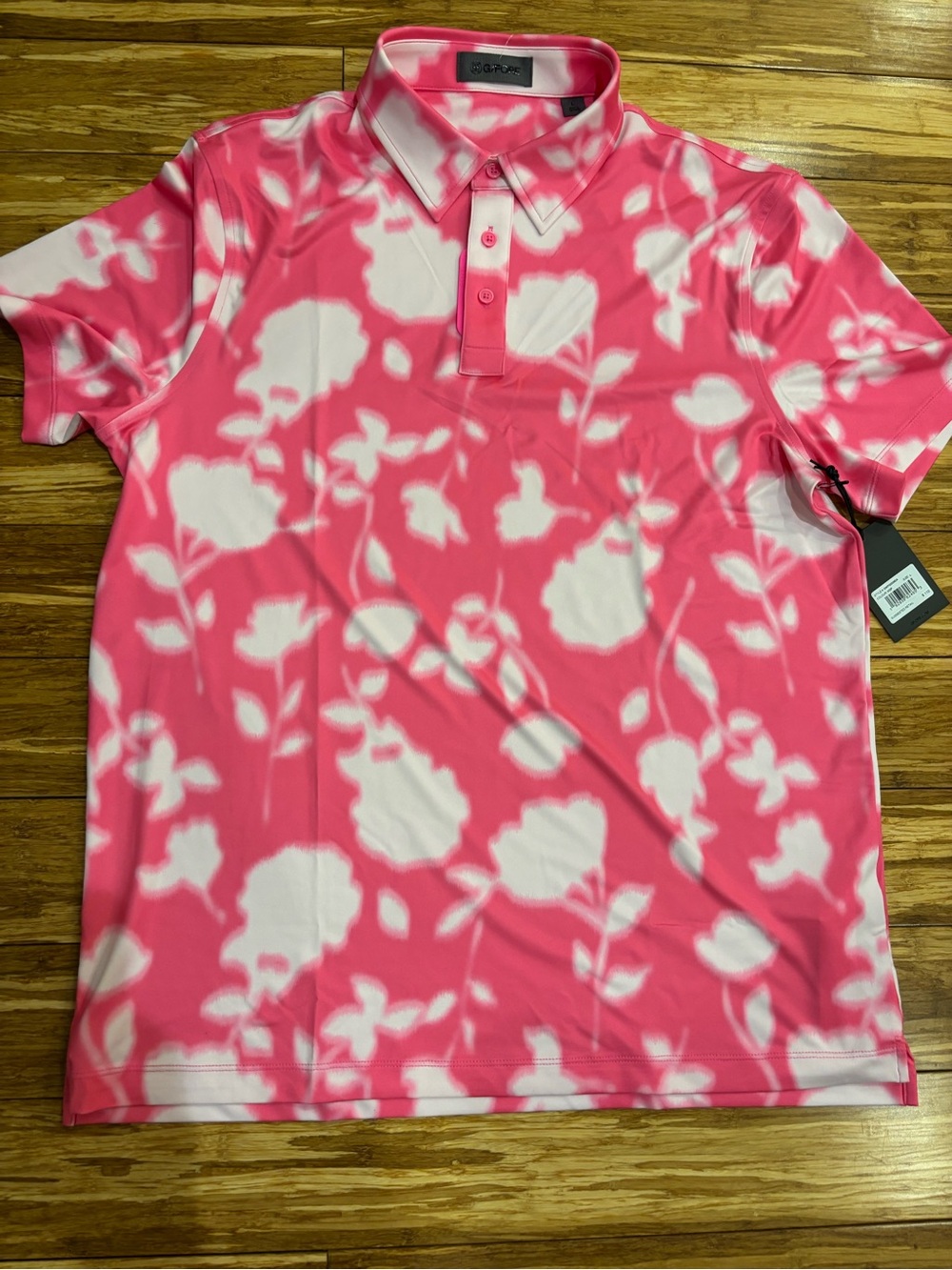 NWT G/FORE Pink & White Floral Print Polo Men’s M, L, and XL